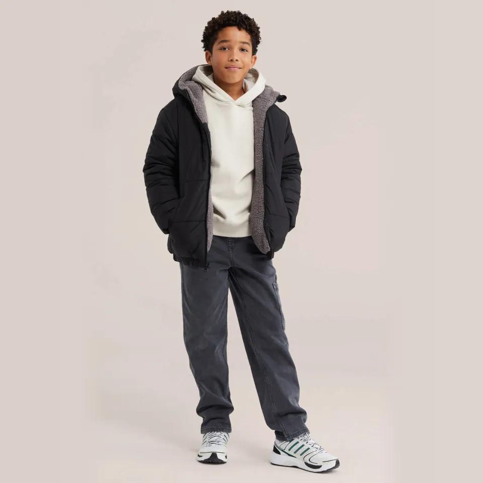 WE Fashion teddy winterjas grijs, foto 4