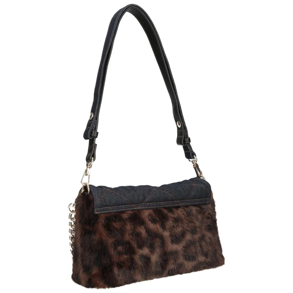 Liu Jo denim schoudertas met panterprint donkerblauw/bruin, foto 3