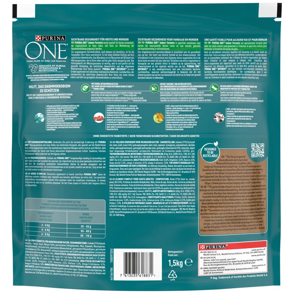 Purina ONE indoor kattenvoer droog kalkoen 1,5 kg, foto 3