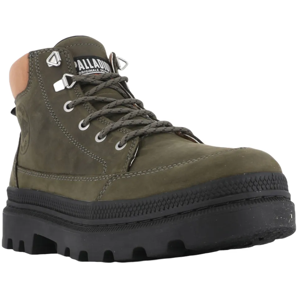 Palladium TRroopercuff WP+ leren veterboots met profielzool - donkergroen, foto 5