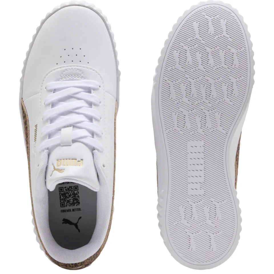 Puma Carina 3.0 imitatieleren sneakers met panterprint - wit/taupe, foto 4