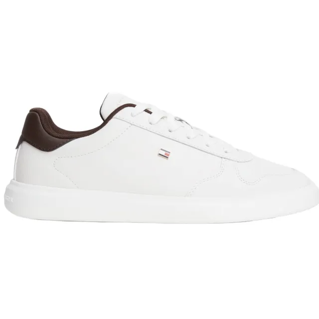 Tommy Hilfiger leren sneakers - ecru/bruin