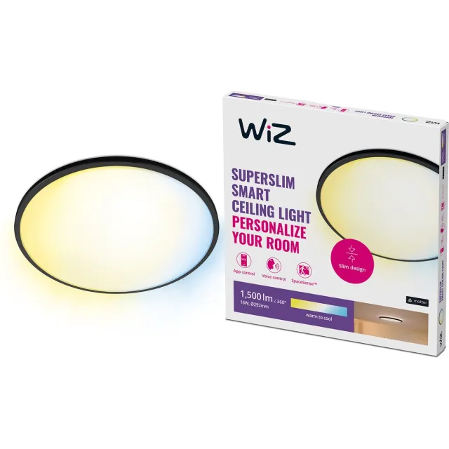 WiZ Plafondlamp Superslim Zwart ⌀29,2cm 16w