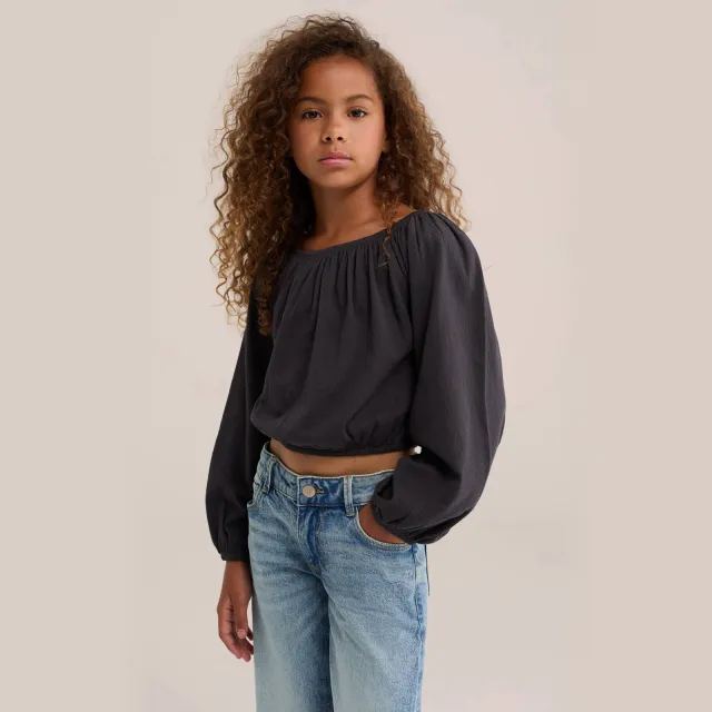 WE Fashion cropped off shoulder top zwart