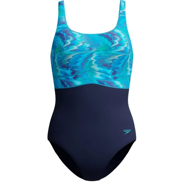 Speedo Women's Print Contour Eclipse One Piece - Badpak, blauw