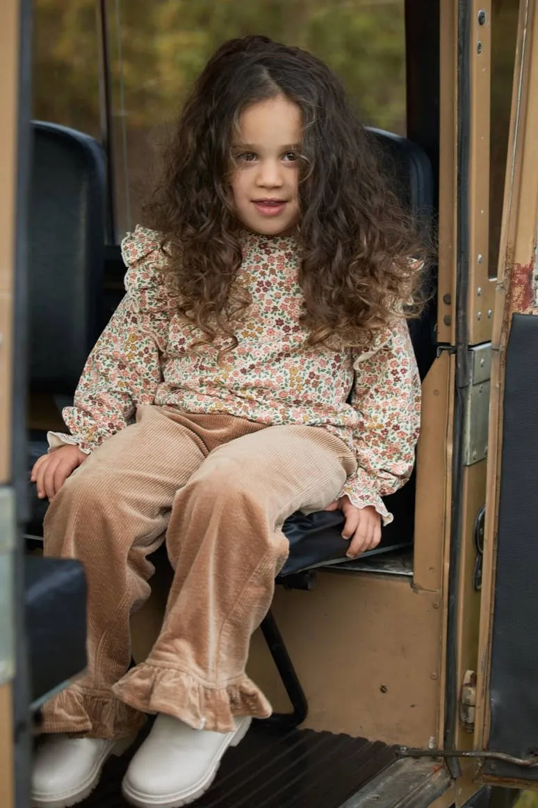 Little Dutch corduroy broek met ruches beige Bruin