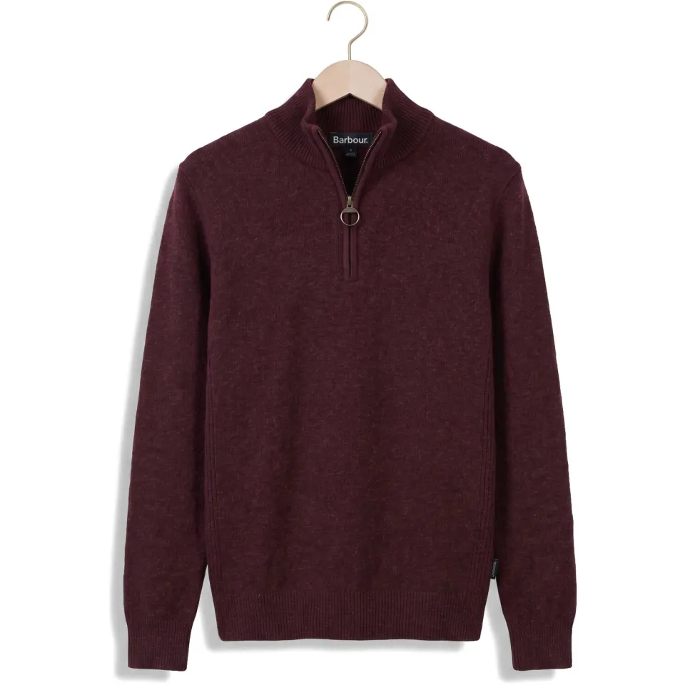 Barbour Heren Truien & Vesten Holden Half Zip Knitted Jumper Knitwear - Bordeaux, foto 3