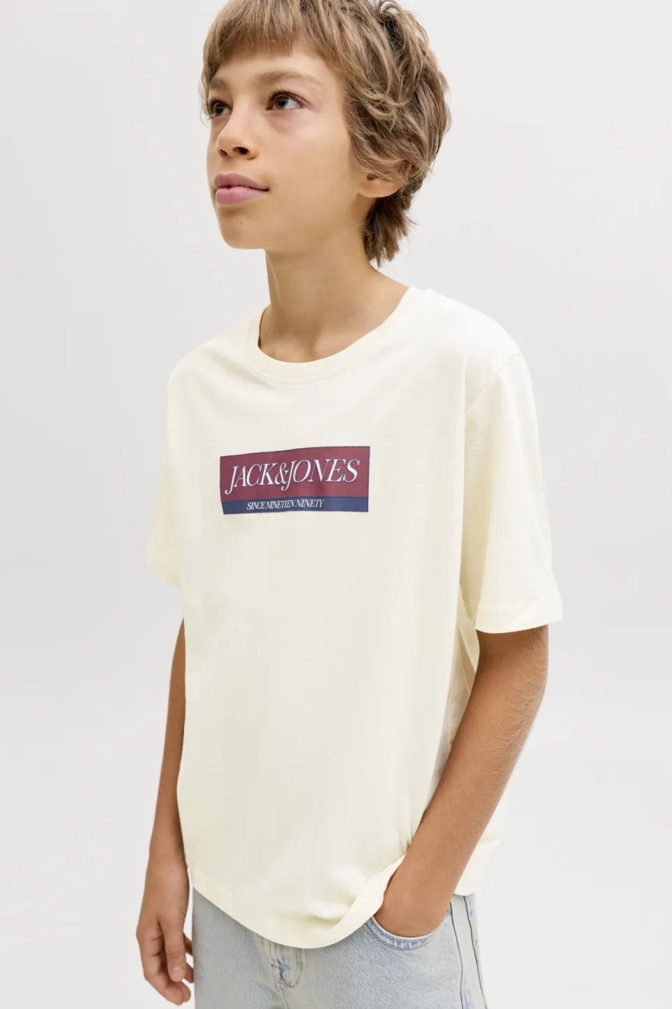 Jack & Jones Junior T-shirt ecru met logo, foto 5