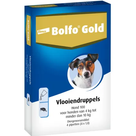 Bolfo Gold 100 Vlooiendruppels voor de hond (4 - 10 kg) 4 pipetten