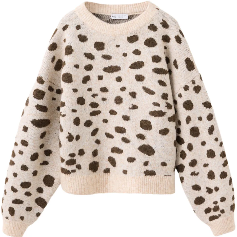 Mango Kids gebreide trui met print en wol - beige, foto 2