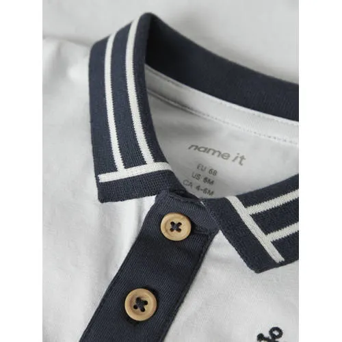 NAME IT BABY romper wit Jongens Stretchkatoen Polokraag Effen, foto 2