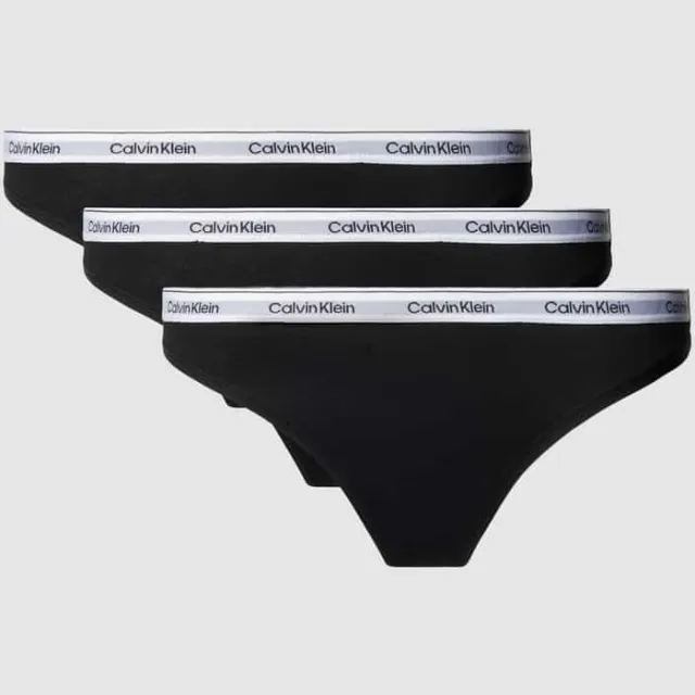 Calvin Klein String met elastische band in een set van 3 stuks Zwart