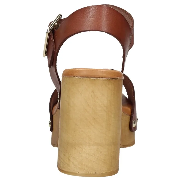 Red Rag sandaal met hak cognac, foto 4