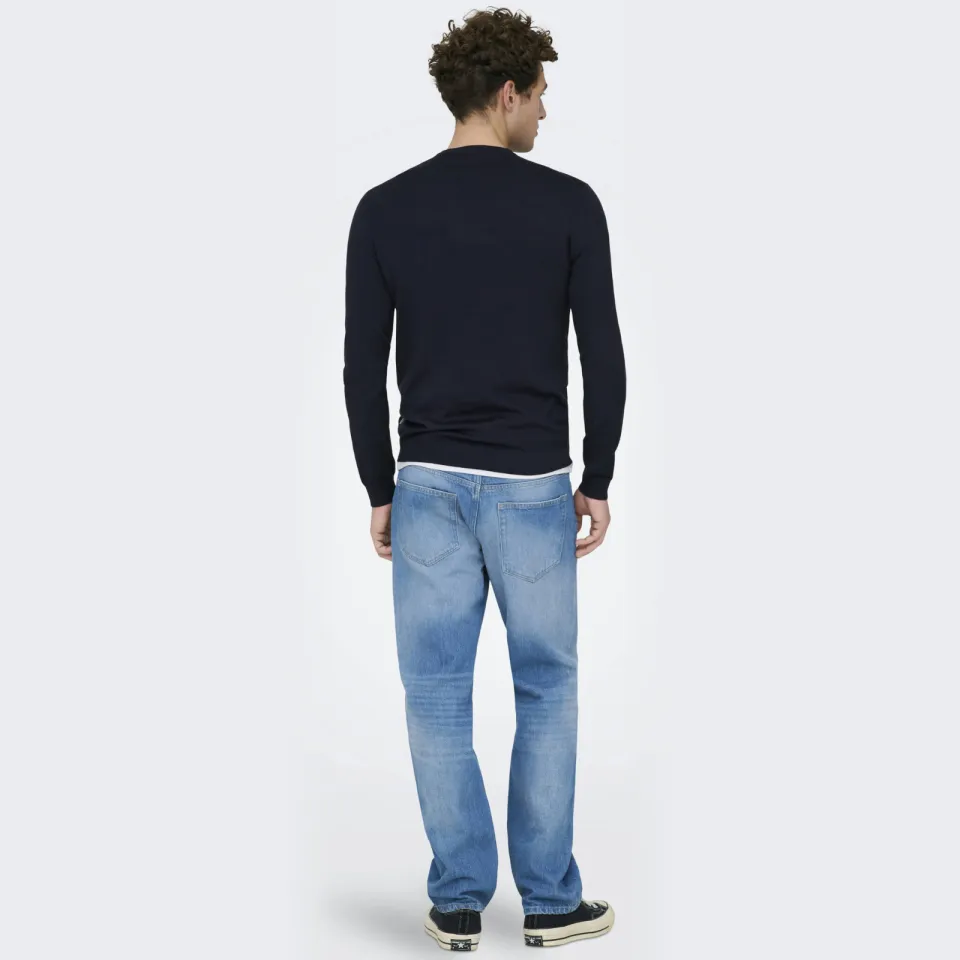 Only & Sons regular fit gebreide trui - donkerblauw, foto 3