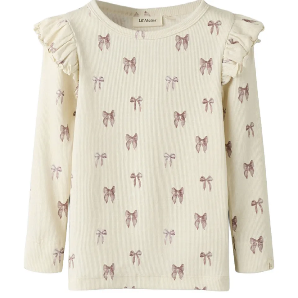 Lil' Atelier MINI FEM KNIT OCO longsleeve met ruches ecru, foto 2