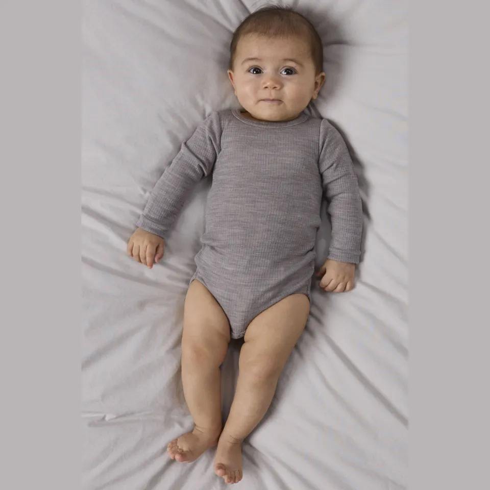 NAME IT BABY wollen gemêleerde romper - grijs