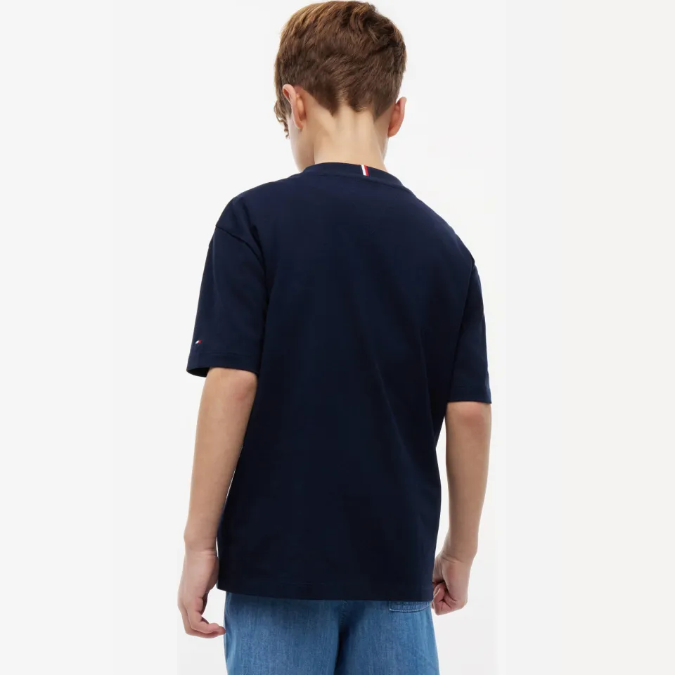 Tommy Hilfiger T-shirt met logo donkerblauw, foto 3