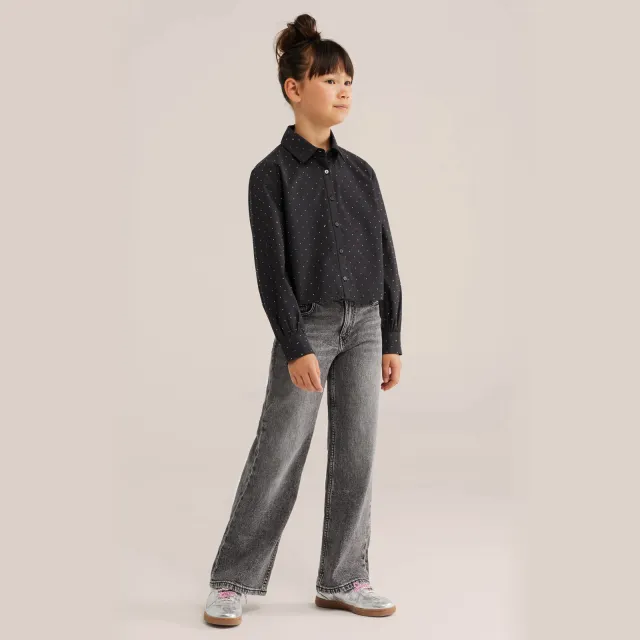 WE Fashion blouse met strass-steentjes zwart