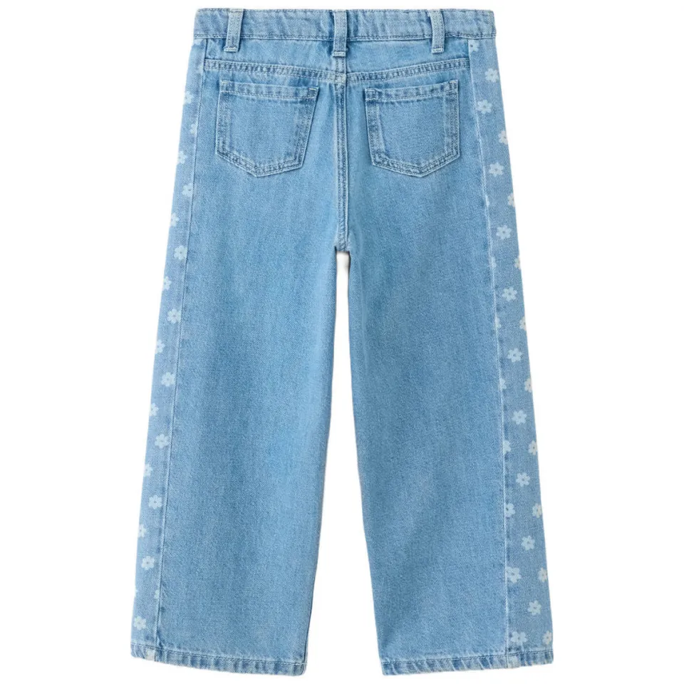 Mango Kids wide leg gebloemde jeans - lichtblauw, foto 2
