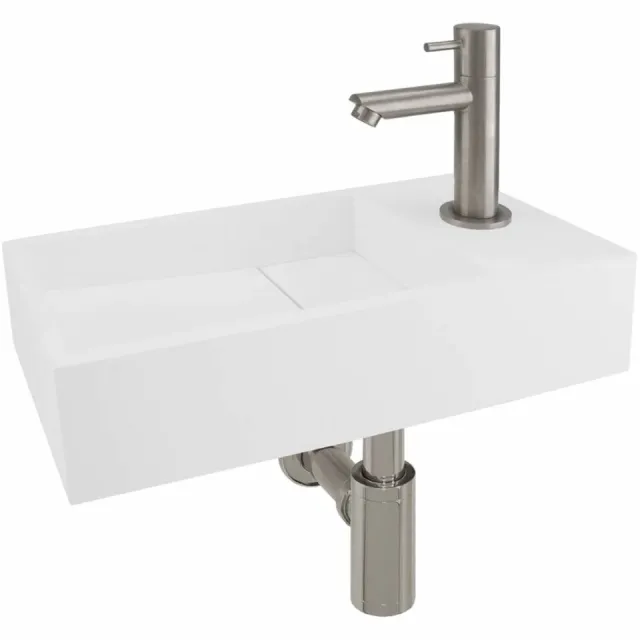 Differnz Fonteinset Differnz Rechts 36x18.5x9 cm Solid Surface Mat Wit Differnz