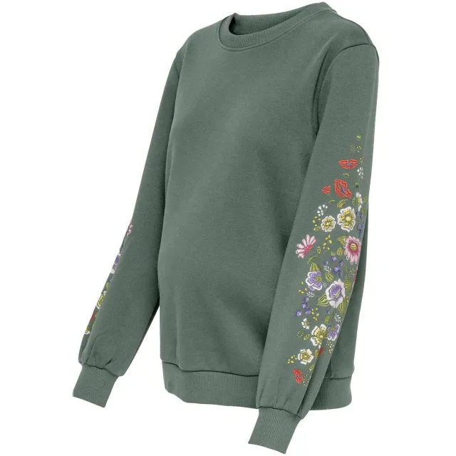 Only MATERNITY zwangerschaps gebloemde sweater groen