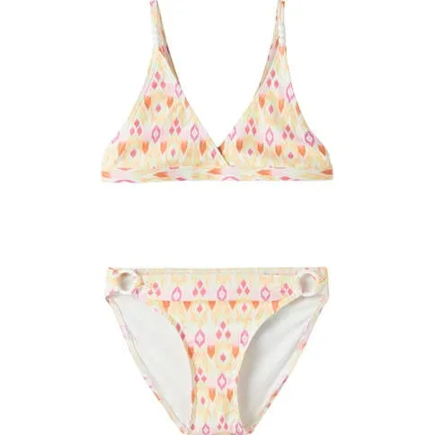 NAME IT KIDS triangel bikini oranje/roze/wit Meisjes Polyester All over print