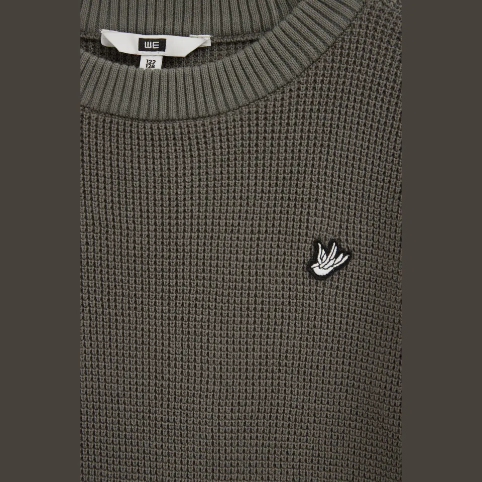 WE Fashion katoenen gebreide trui - olijfgroen, foto 6