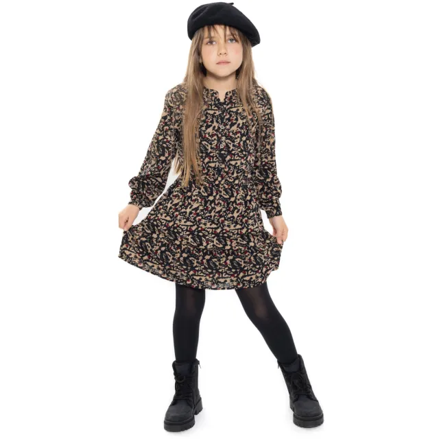 No Way Monday A-lijn jurk met print beige