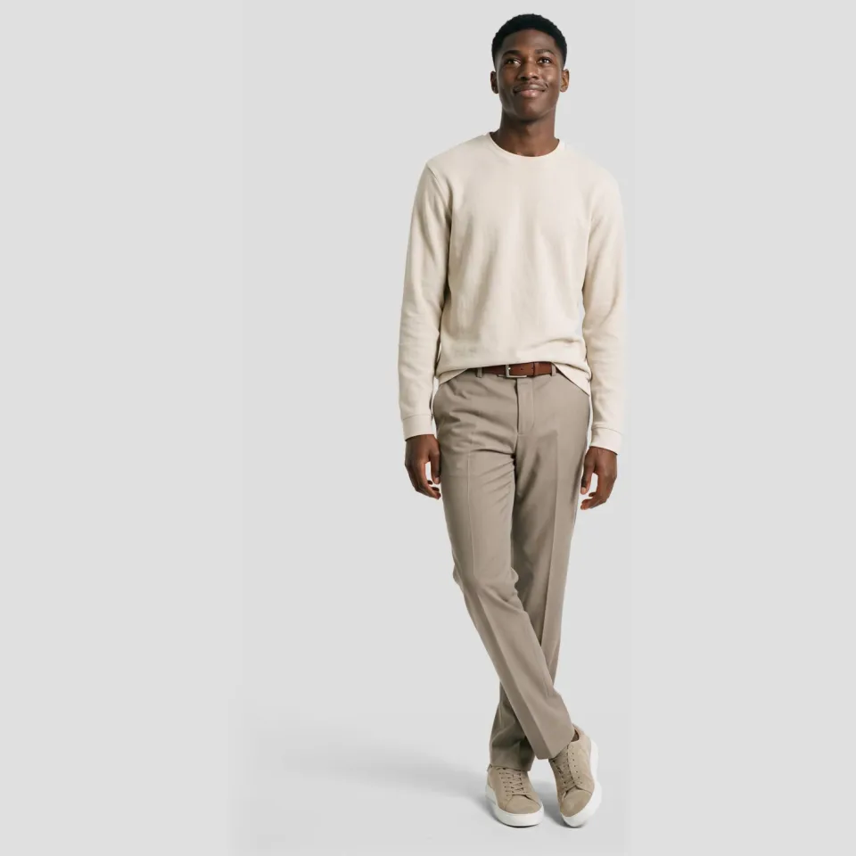 Boss regular fit longsleeve - lichtbeige, foto 4
