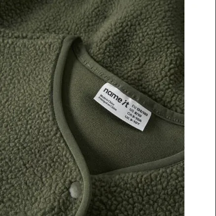NAME IT KIDS rechtvallend teddy gilet - olijfgroen Effen, foto 3