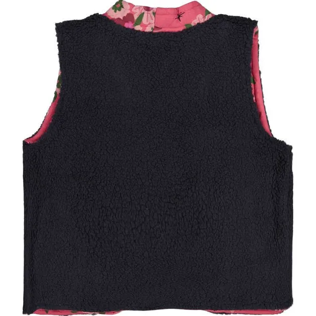 Jubel reversible teddy gilet Moon Flowers antraciet/roze, foto 4
