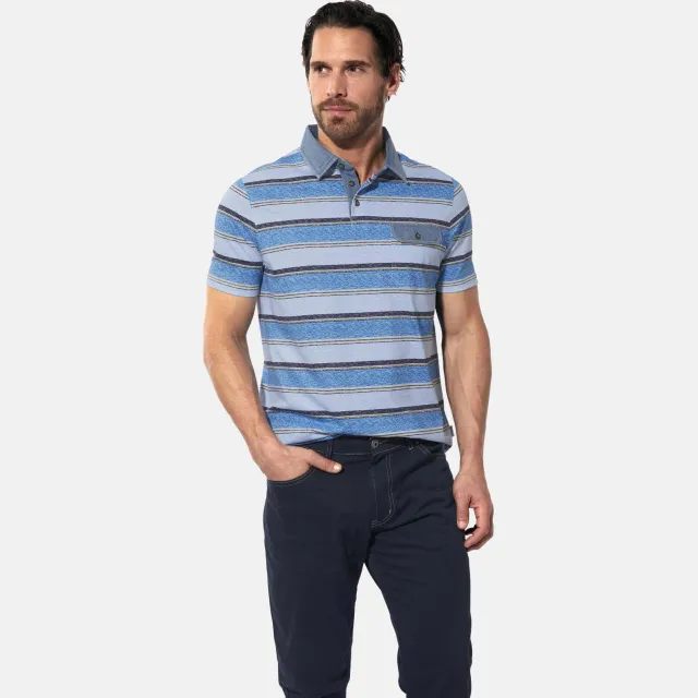 Babista regular fit gestreepte polo Plus Size - lichtblauw