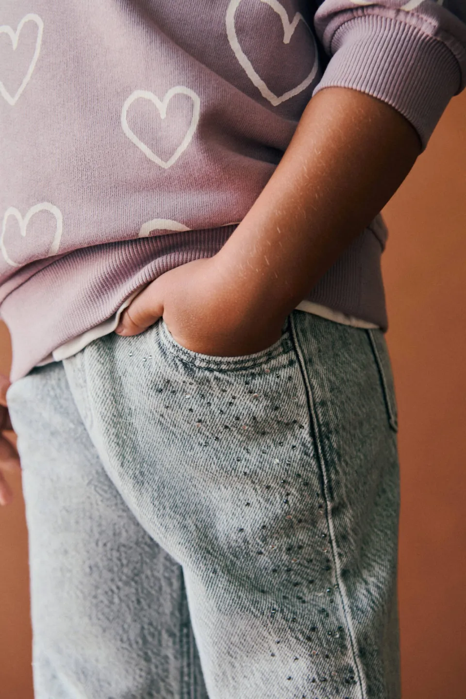 Mango Kids regular fit jeans met strass-steentjes - grijs, foto 4
