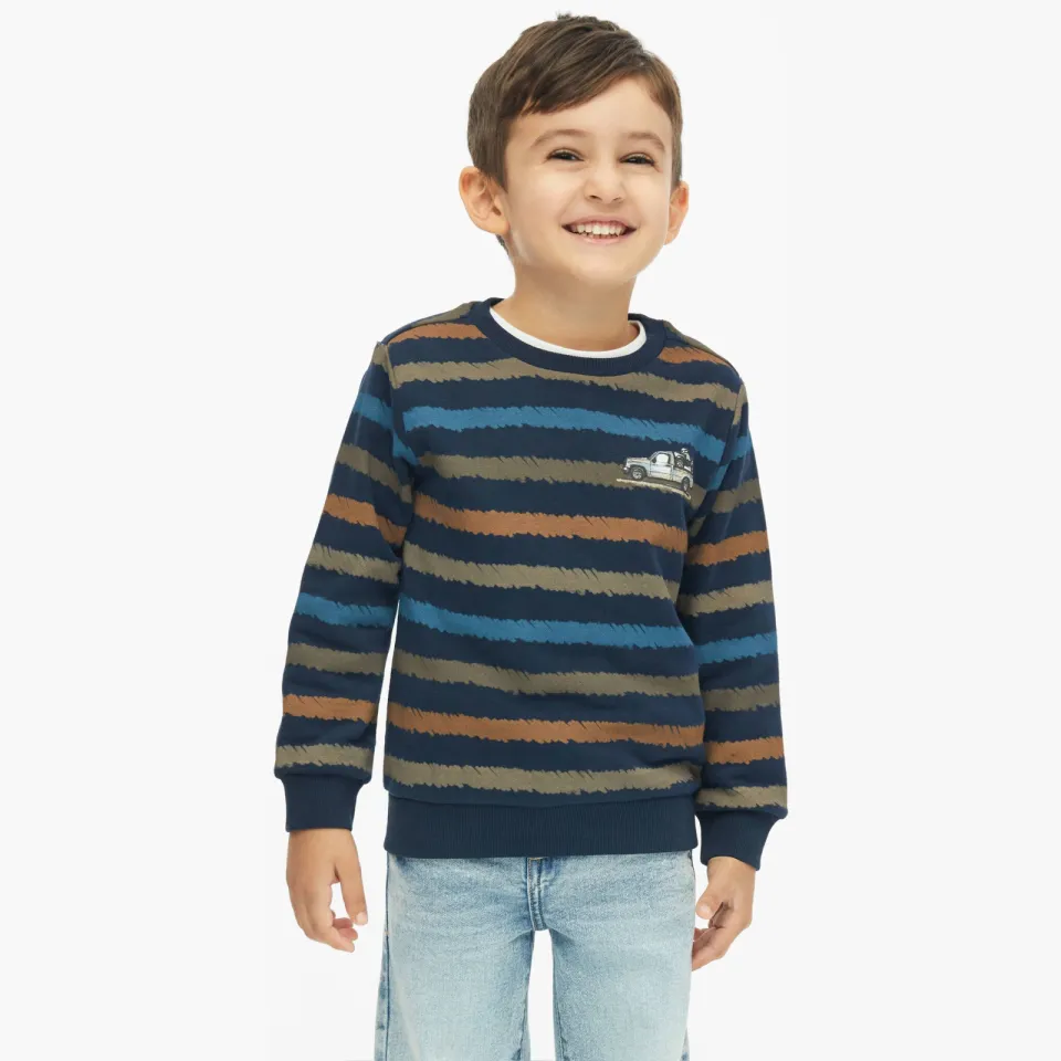 s.Oliver junior gestreepte sweater - donkerblauw/cognac/beige, foto 5
