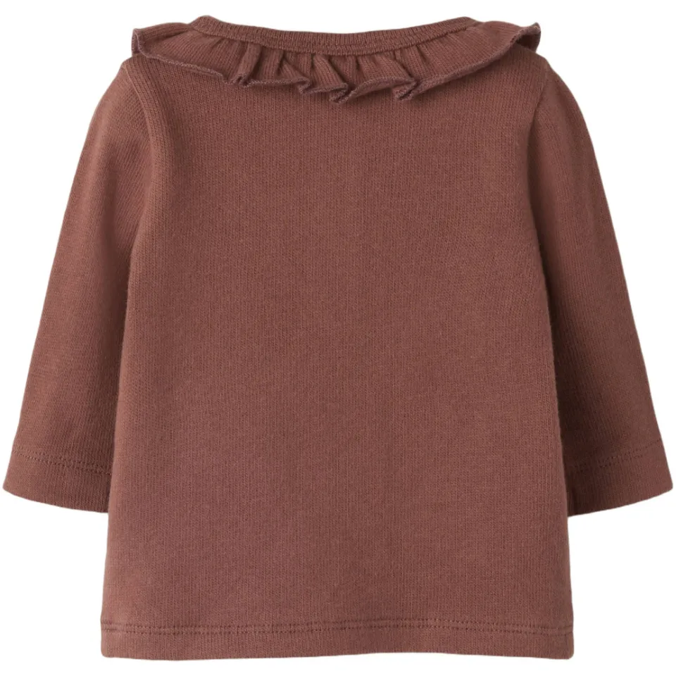 Lil' Atelier aansluitende longsleeve met ruches bruin, foto 2