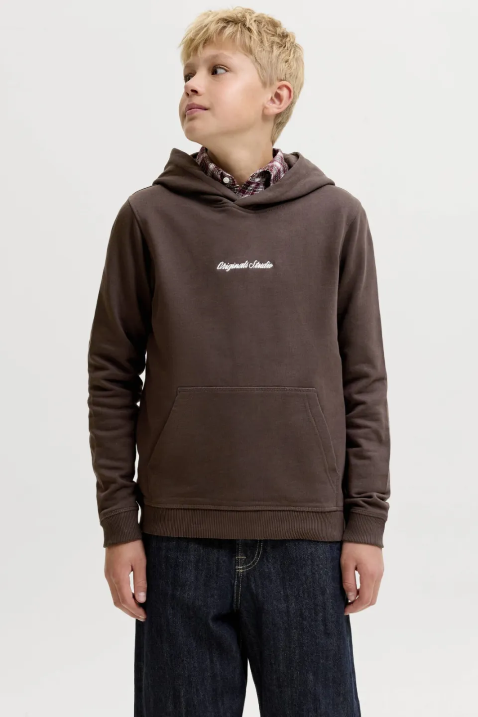Jack & Jones JUNIOR hoodie donkerbruin bruin, foto 3