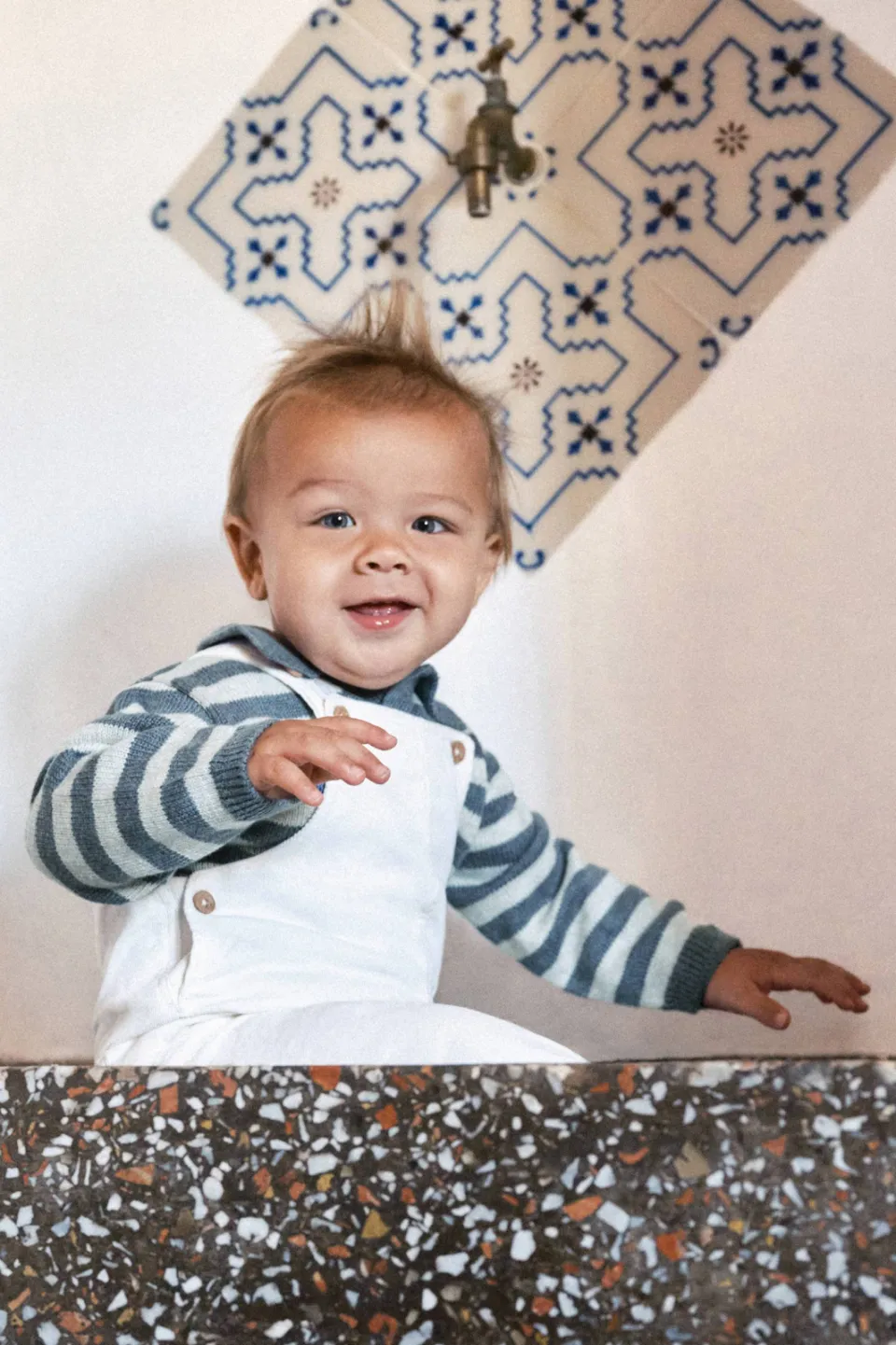 Mango Kids corduroy tuinbroek wit