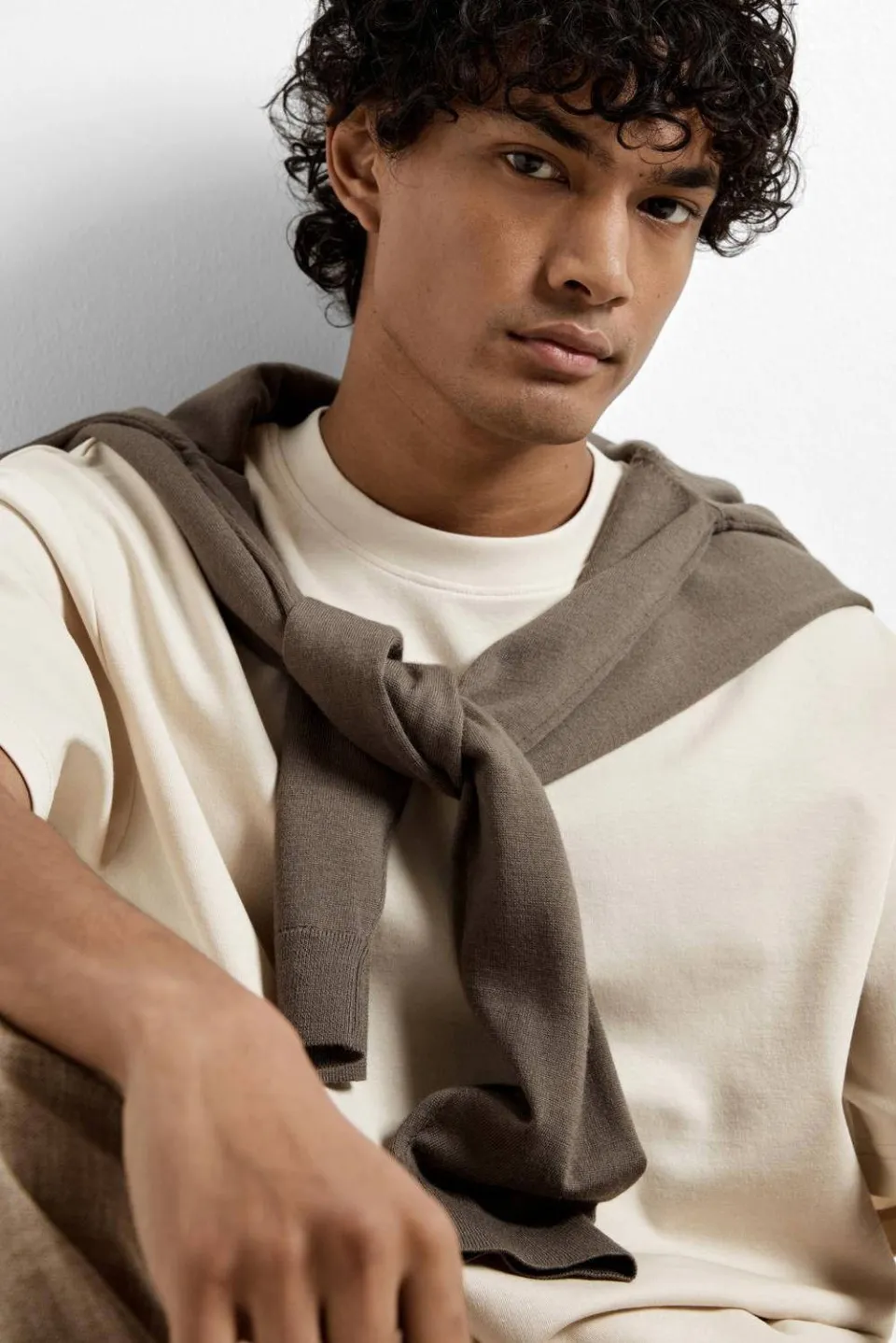 Selected loose fit T-shirt SLHLOOSEOSCAR beige, foto 4
