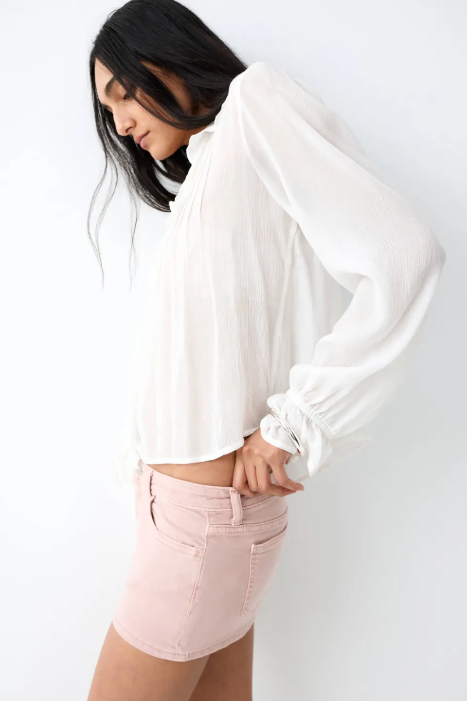Mango Teen denim short lichtroze, foto 4
