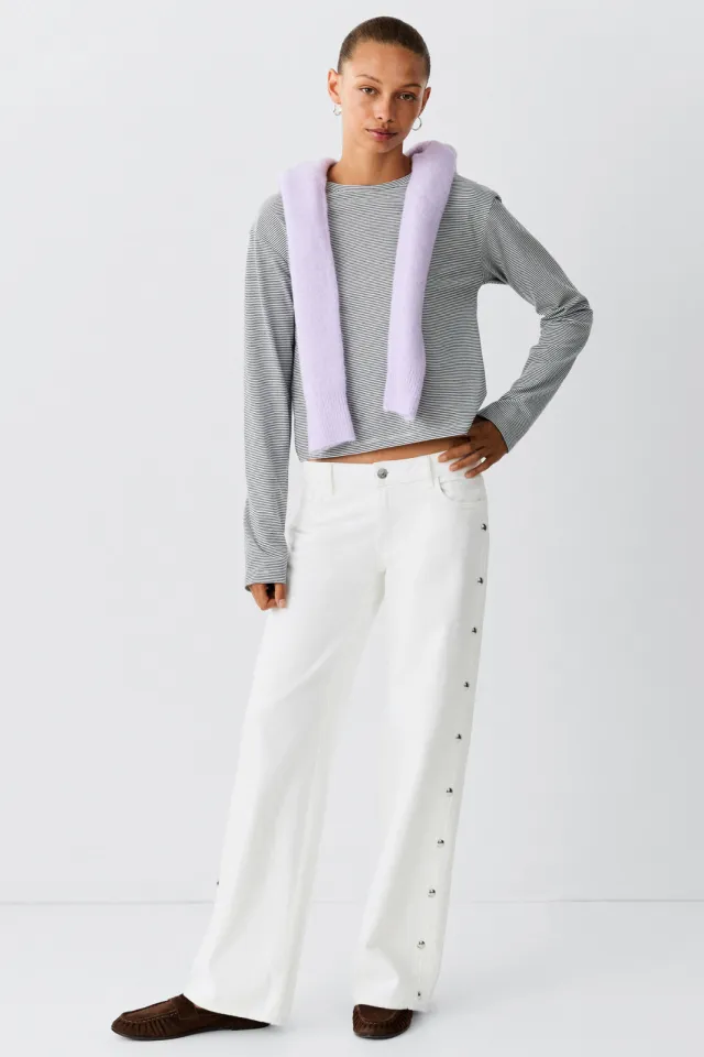 Mango TEEN wide leg jeans met studs - wit