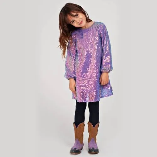 Jubel korte jurk met glitters lila, foto 2