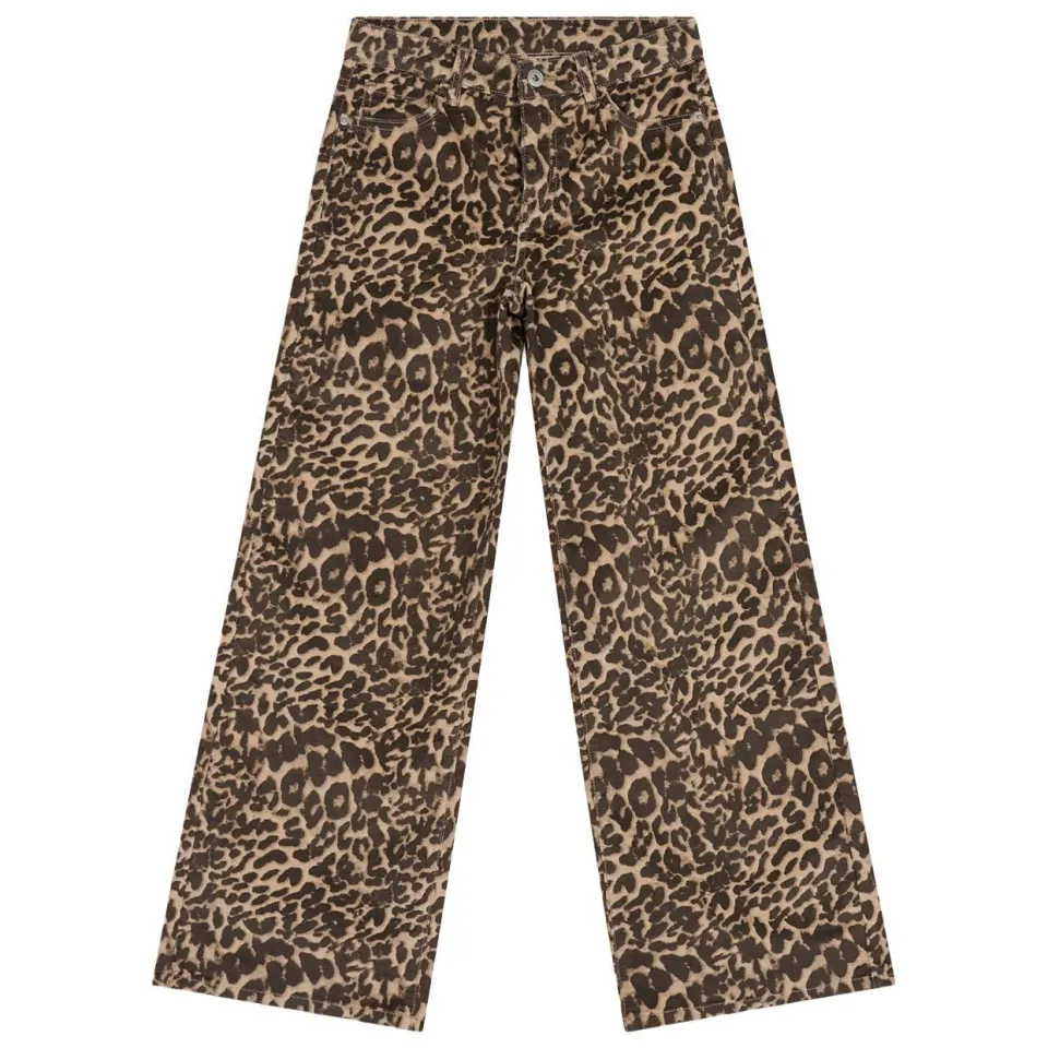 Shoeby wide leg jeans met panterprint - bruin, foto 2