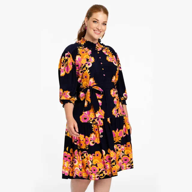 Yoek gebloemde jurk navy Blauw