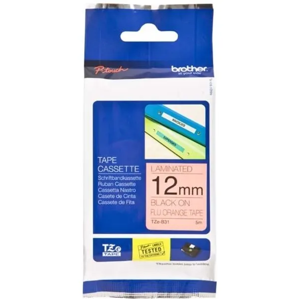 Brother TZe-B31 Tape Zwart op oranje (12 mm)