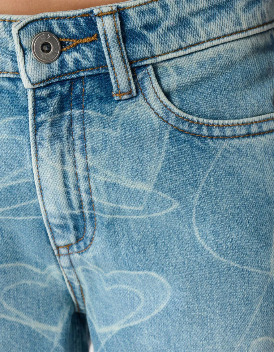 Shoeby wide leg jeans met hartjes - lichtblauw, foto 8