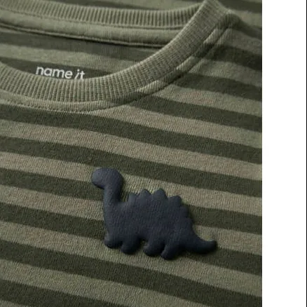 NAME IT MINI aansluitende gestreepte longsleeve olijfgroen, foto 3