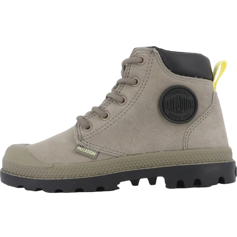 Palladium Peuter/kleuter leren veterschoenen met profielzool - grijsgroen, foto 2