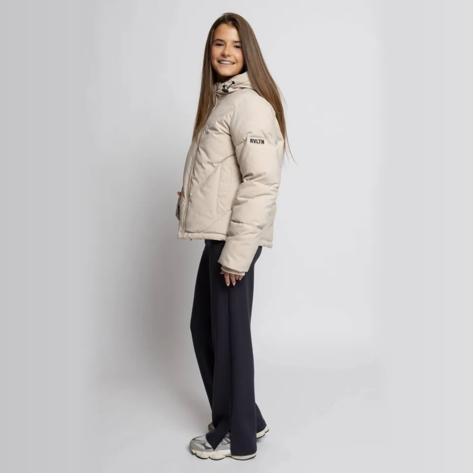 LOOXS 10sixteen gestreepte quilted winterjas ecru, foto 3