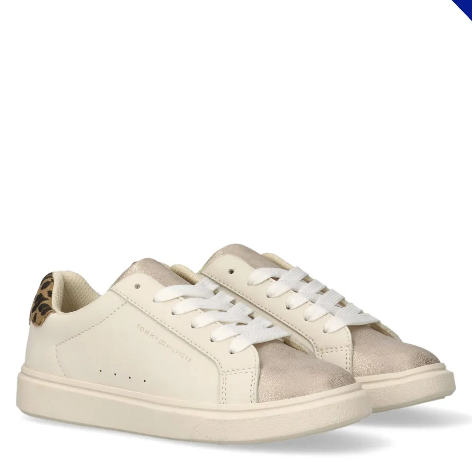 Tommy Hilfiger Schoolkind/tiener imitatieleren sneakers met panterprint - beige, foto 5