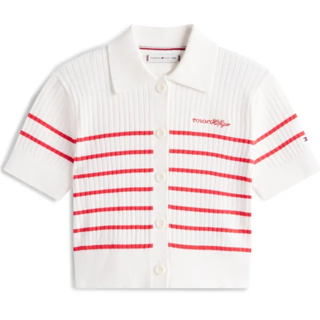 Tommy Hilfiger gestreepte polo gebreid rood, foto 2